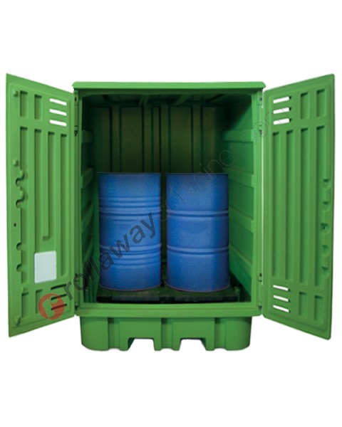 Box de rétention en polyéthylène 1540 x 1600 x 2000 mm pour 4 fûts