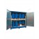 Module de stockage pour fûts sur étagère en acier avec bac de rétention et portes battantes