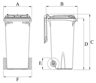 Dimension conteneur poubelle 240 litres