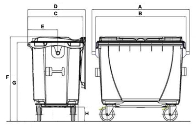 Dimension container poubelle 660 litres