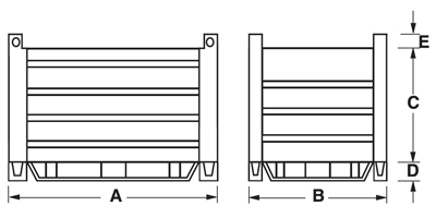 Mesures caisse palette métallique tôlée lourde avec semelles à plat sur 4 côtés maxi grand