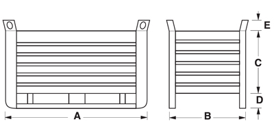 Mesures caisse palette métallique tôlée lourde avec semelles sur le côté long maxi grand
