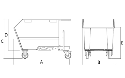 Benne basculante pour chariot élévateur à 4 roues capacité 1000-1350-1700 kg démontable