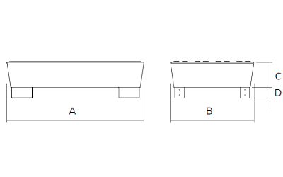 Dimensions bac de rétention produit chimique conique en acier avec dessus perforé 1310 x 800 x 340 mm pour 2 fûts